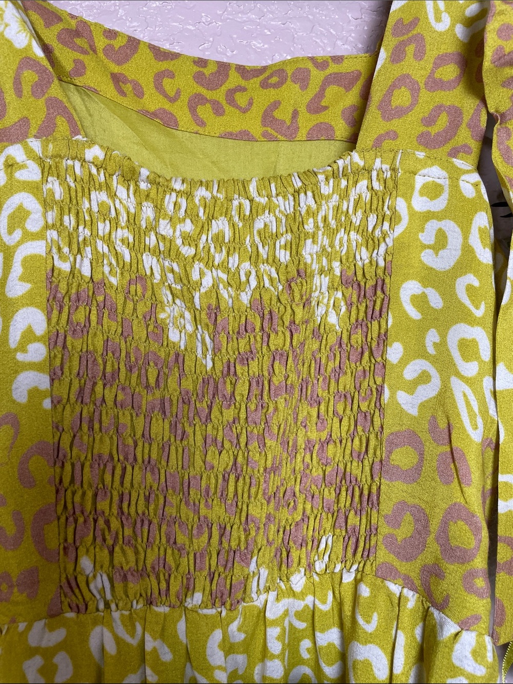 Sunny Yellow Leopard-Print Tie-Shoulder Maxi Dress - Picture 9 of 15